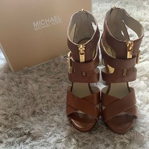 Cognac, Leather Michael Kors Heels.